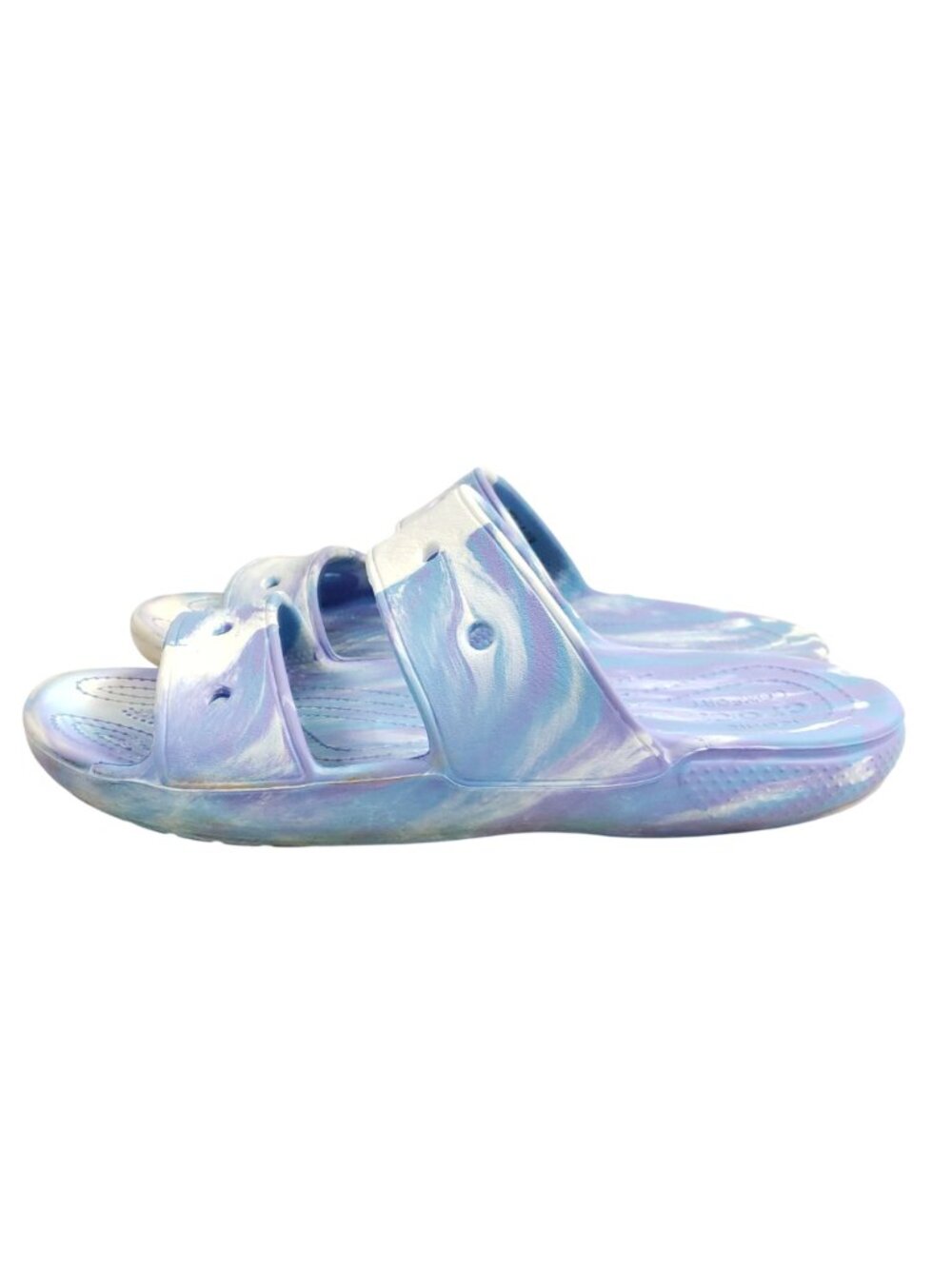 Crocs Womens 12 Tie-Dye Slide Sandals Blue & White - Picture 6 of 9